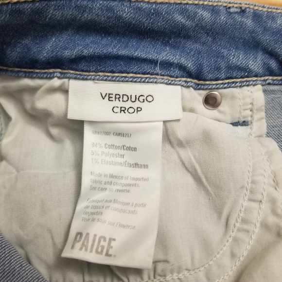 Paige Verdugo Crop Jeans Sunray Destructed Shaggy Let Size 28 - Picture 8 of 8